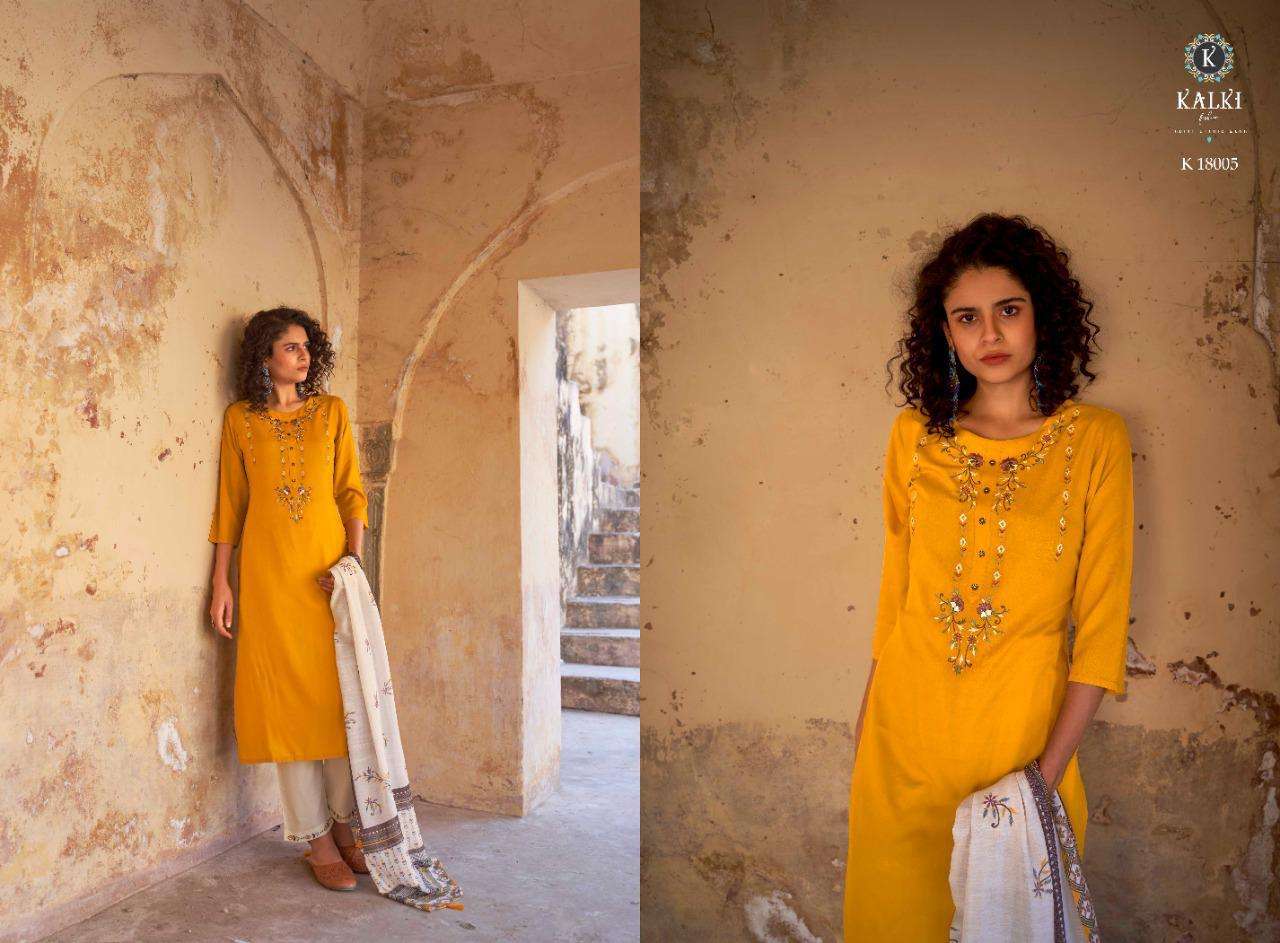 GLACE BY KALKI 18001 TO 18006 SERIES BEAUTIFUL SUITS COLORFUL STYLISH FANCY CASUAL WEAR & ETHNIC WEAR PURE RAYON EMBROIDERED DRESSES AT WHOLESALE PRICE