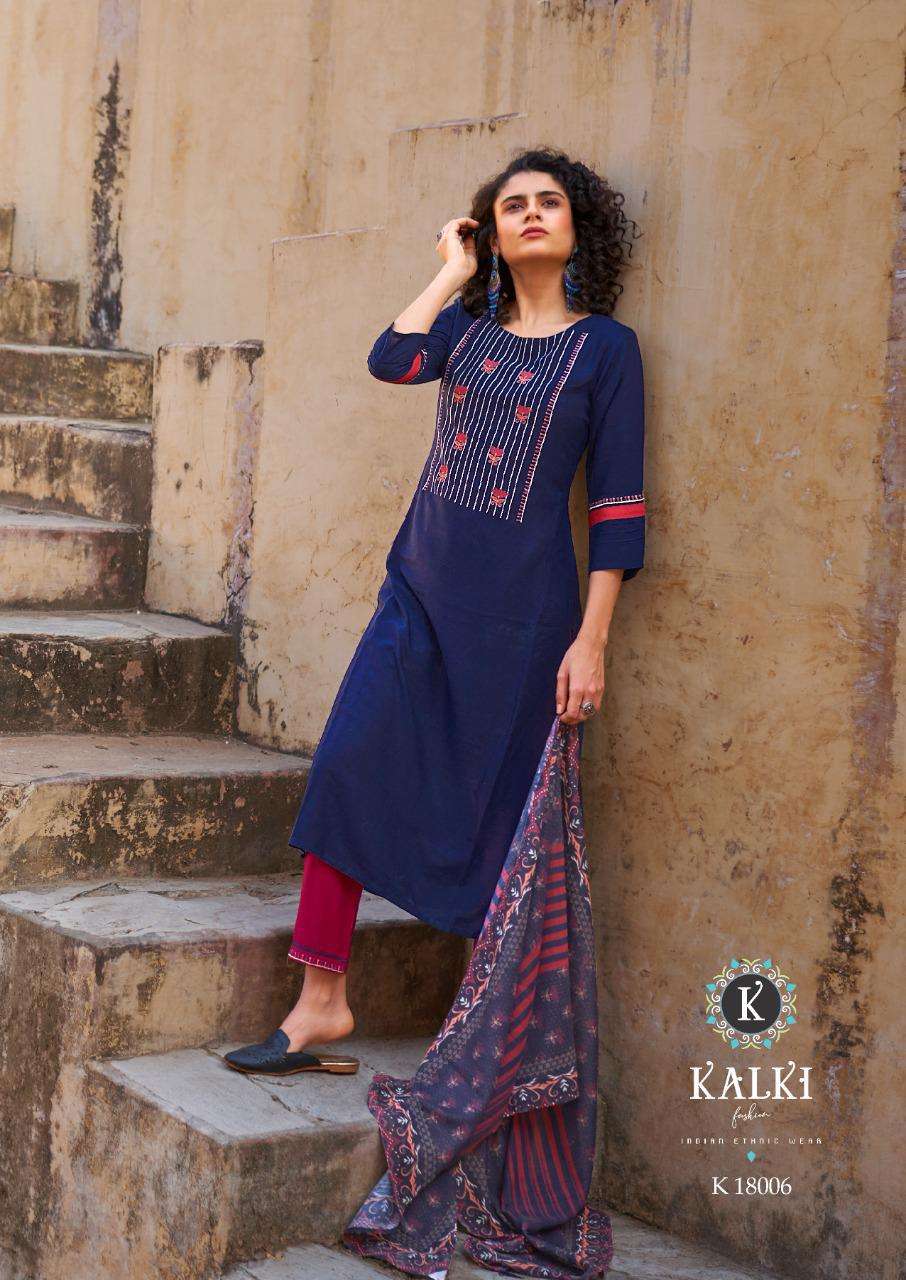 GLACE BY KALKI 18001 TO 18006 SERIES BEAUTIFUL SUITS COLORFUL STYLISH FANCY CASUAL WEAR & ETHNIC WEAR PURE RAYON EMBROIDERED DRESSES AT WHOLESALE PRICE