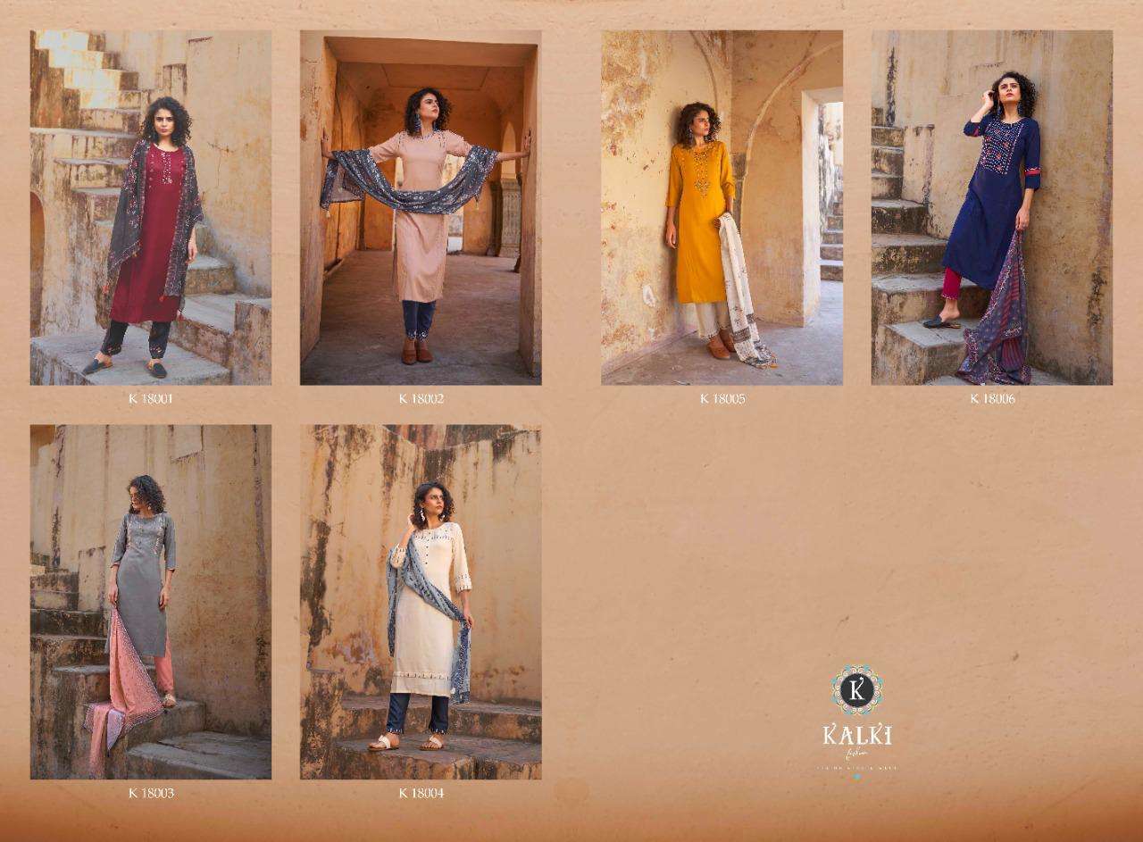 GLACE BY KALKI 18001 TO 18006 SERIES BEAUTIFUL SUITS COLORFUL STYLISH FANCY CASUAL WEAR & ETHNIC WEAR PURE RAYON EMBROIDERED DRESSES AT WHOLESALE PRICE