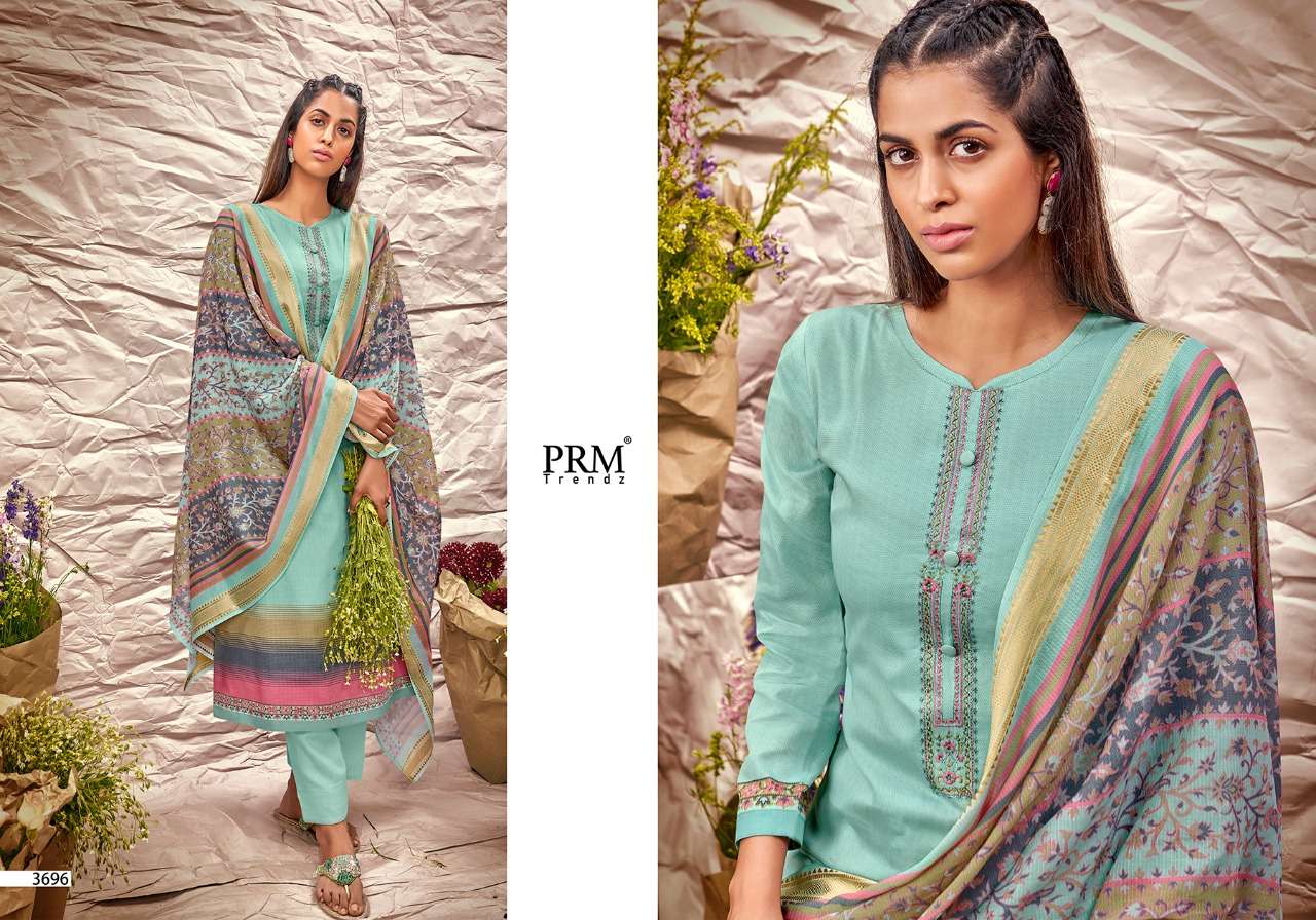 KANI WEAR VOL-2 BY PRM TRENDZ 3691 TO 3700 SERIES BEAUTIFUL SUITS COLORFUL STYLISH FANCY CASUAL WEAR & ETHNIC WEAR PURE JAM SILK DIGITAL PRINT WITH WORK DRESSES AT WHOLESALE PRICE