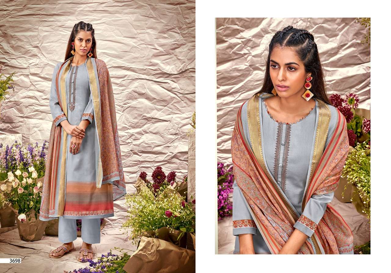 KANI WEAR VOL-2 BY PRM TRENDZ 3691 TO 3700 SERIES BEAUTIFUL SUITS COLORFUL STYLISH FANCY CASUAL WEAR & ETHNIC WEAR PURE JAM SILK DIGITAL PRINT WITH WORK DRESSES AT WHOLESALE PRICE