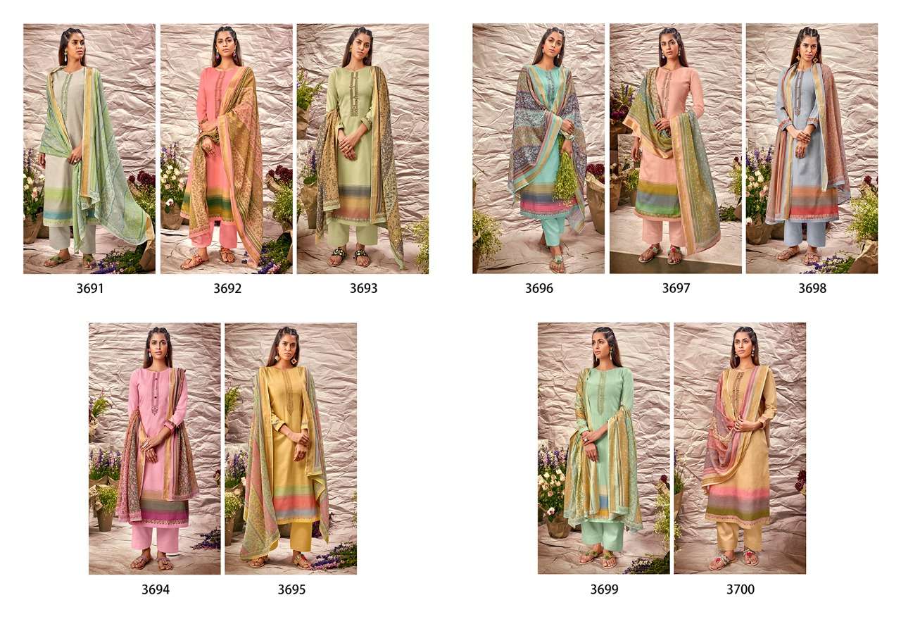 KANI WEAR VOL-2 BY PRM TRENDZ 3691 TO 3700 SERIES BEAUTIFUL SUITS COLORFUL STYLISH FANCY CASUAL WEAR & ETHNIC WEAR PURE JAM SILK DIGITAL PRINT WITH WORK DRESSES AT WHOLESALE PRICE