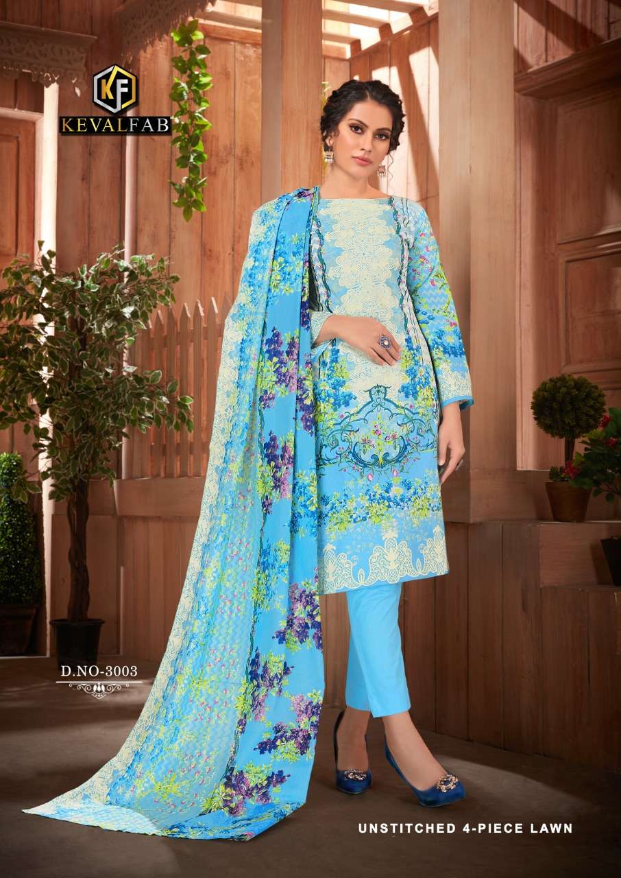 SOBIA NAZIR VOL-3 BY KEVAL FAB 3001 TO 3006 SERIES BEAUTIFUL STYLISH SUITS FANCY COLORFUL CASUAL WEAR & ETHNIC WEAR & READY TO WEAR HEAVY COTTON PRINTED DRESSES AT WHOLESALE PRICE