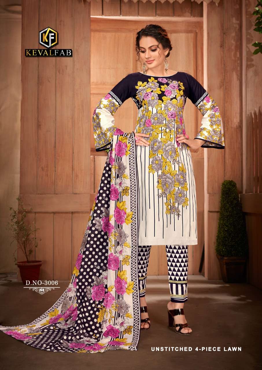 SOBIA NAZIR VOL-3 BY KEVAL FAB 3001 TO 3006 SERIES BEAUTIFUL STYLISH SUITS FANCY COLORFUL CASUAL WEAR & ETHNIC WEAR & READY TO WEAR HEAVY COTTON PRINTED DRESSES AT WHOLESALE PRICE