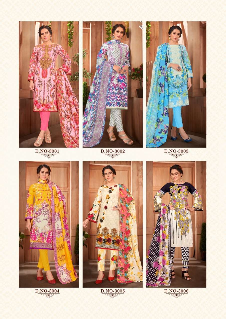 SOBIA NAZIR VOL-3 BY KEVAL FAB 3001 TO 3006 SERIES BEAUTIFUL STYLISH SUITS FANCY COLORFUL CASUAL WEAR & ETHNIC WEAR & READY TO WEAR HEAVY COTTON PRINTED DRESSES AT WHOLESALE PRICE