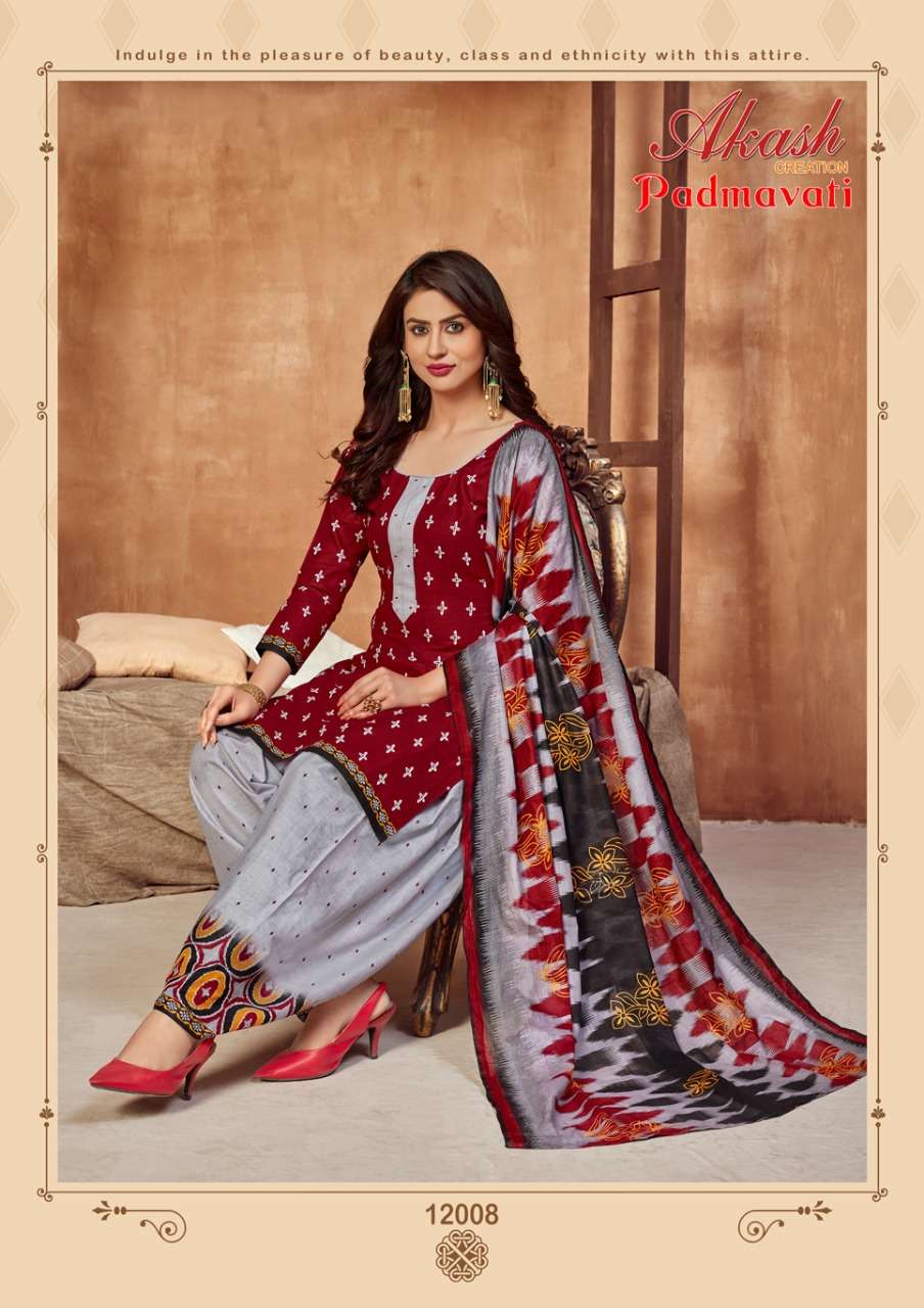 PADMAVATI VOL-12 BY AKASH CREATION 12001 TO 12010 SERIES BEAUTIFUL STYLISH SUITS FANCY COLORFUL CASUAL WEAR & ETHNIC WEAR & READY TO WEAR COTTON PRINTED DRESSES AT WHOLESALE PRICE