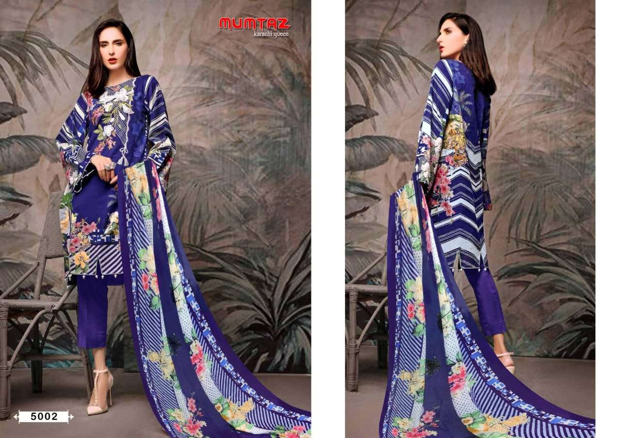 MUMTAZ VOL-5 BY MADHAV FASHION 5001 TO 5010 SERIES INDIAN TRADITIONAL WEAR COLLECTION BEAUTIFUL STYLISH FANCY COLORFUL PARTY WEAR & OCCASIONAL WEAR PURE COTTON PRINT DRESSES AT WHOLESALE PRICE