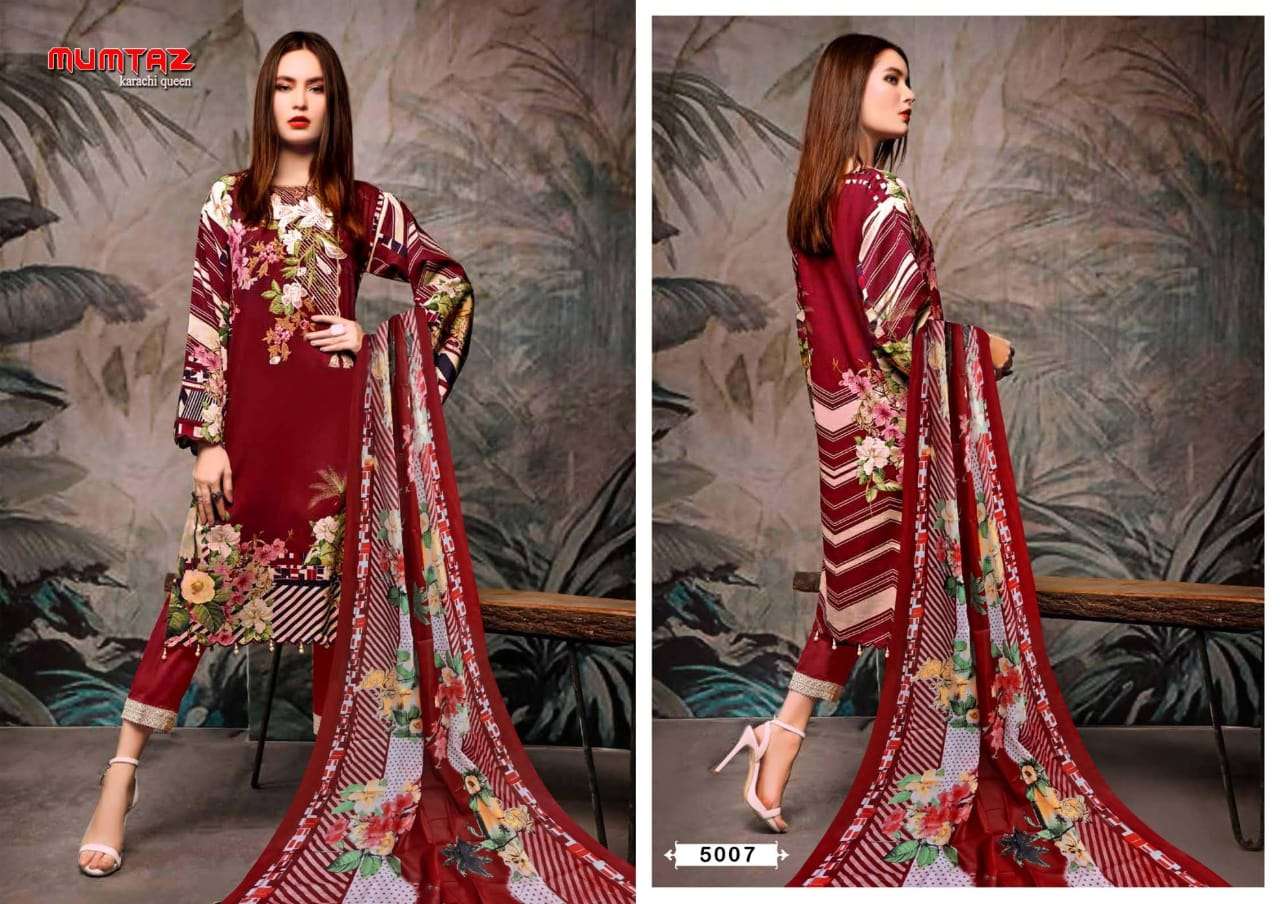 MUMTAZ VOL-5 BY MADHAV FASHION 5001 TO 5010 SERIES INDIAN TRADITIONAL WEAR COLLECTION BEAUTIFUL STYLISH FANCY COLORFUL PARTY WEAR & OCCASIONAL WEAR PURE COTTON PRINT DRESSES AT WHOLESALE PRICE