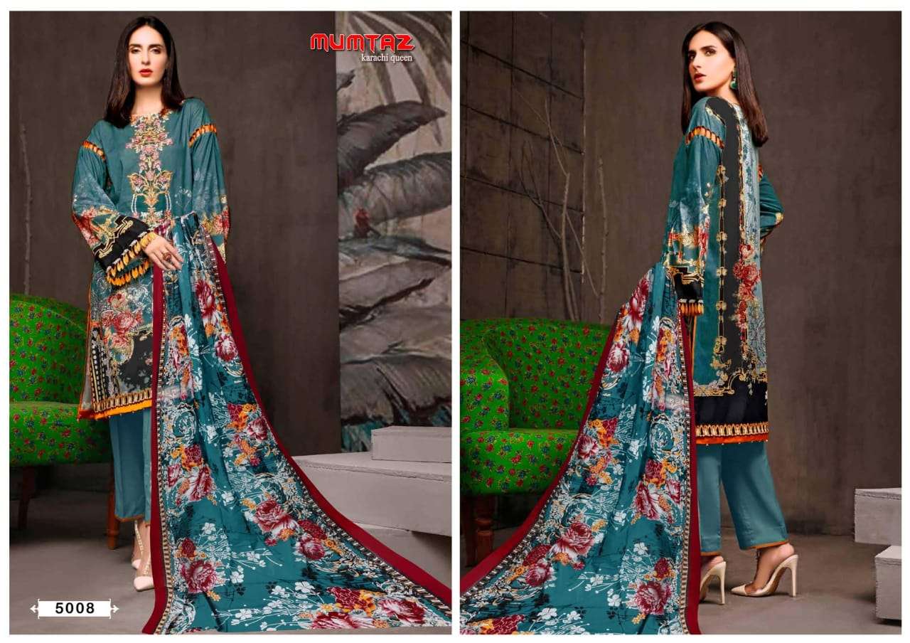 MUMTAZ VOL-5 BY MADHAV FASHION 5001 TO 5010 SERIES INDIAN TRADITIONAL WEAR COLLECTION BEAUTIFUL STYLISH FANCY COLORFUL PARTY WEAR & OCCASIONAL WEAR PURE COTTON PRINT DRESSES AT WHOLESALE PRICE