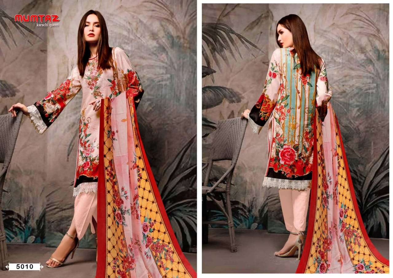 MUMTAZ VOL-5 BY MADHAV FASHION 5001 TO 5010 SERIES INDIAN TRADITIONAL WEAR COLLECTION BEAUTIFUL STYLISH FANCY COLORFUL PARTY WEAR & OCCASIONAL WEAR PURE COTTON PRINT DRESSES AT WHOLESALE PRICE