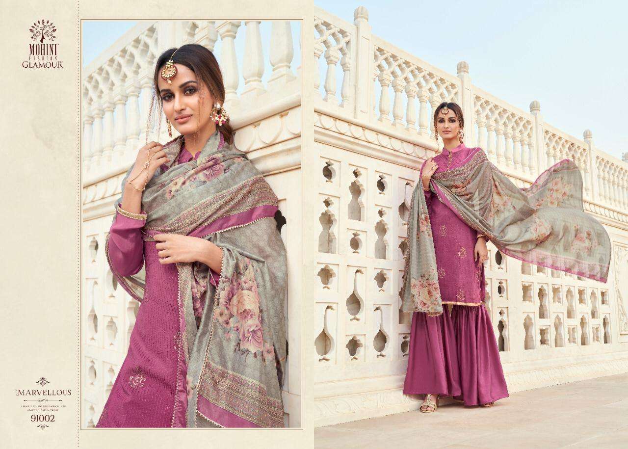 GLAMOUR VOL-91 BY MOHINI FASHION 91001 TO 91006 SERIES DESIGNER FESTIVE SUITS COLLECTION BEAUTIFUL STYLISH FANCY COLORFUL PARTY WEAR & OCCASIONAL WEAR NATURAL CREPE SILK EMBROIDERED DRESSES AT WHOLESALE PRICE