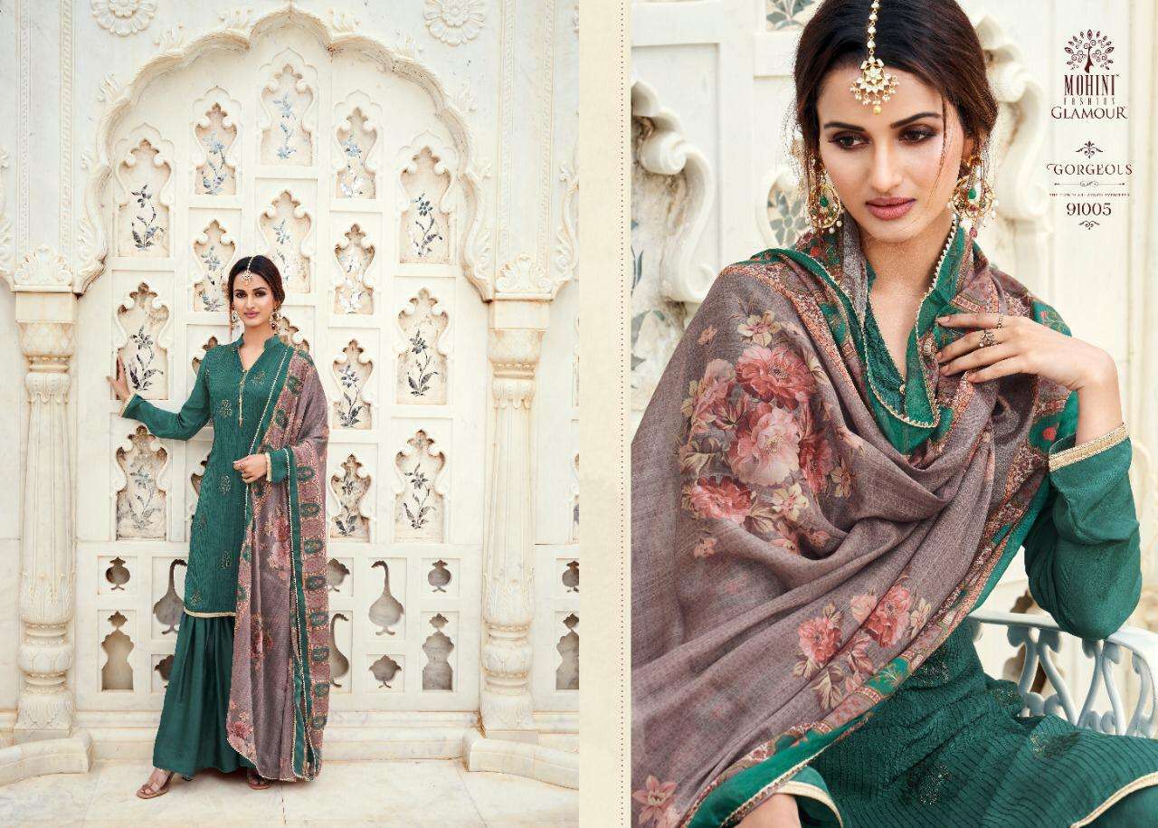 GLAMOUR VOL-91 BY MOHINI FASHION 91001 TO 91006 SERIES DESIGNER FESTIVE SUITS COLLECTION BEAUTIFUL STYLISH FANCY COLORFUL PARTY WEAR & OCCASIONAL WEAR NATURAL CREPE SILK EMBROIDERED DRESSES AT WHOLESALE PRICE