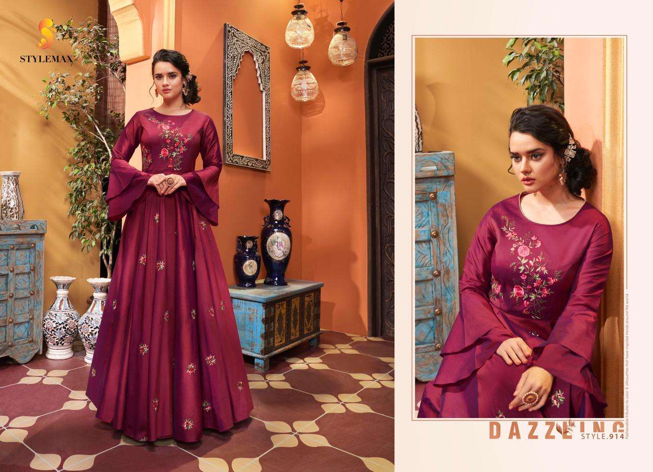 SAPPHIRA BY STYLEMAX 911 TO 915 SERIES BEAUTIFUL STYLISH FANCY COLORFUL CASUAL WEAR & ETHNIC WEAR & READY TO WEAR HEAVY COTTON MUSLIN EMBROIDERED GOWNS AT WHOLESALE PRICE