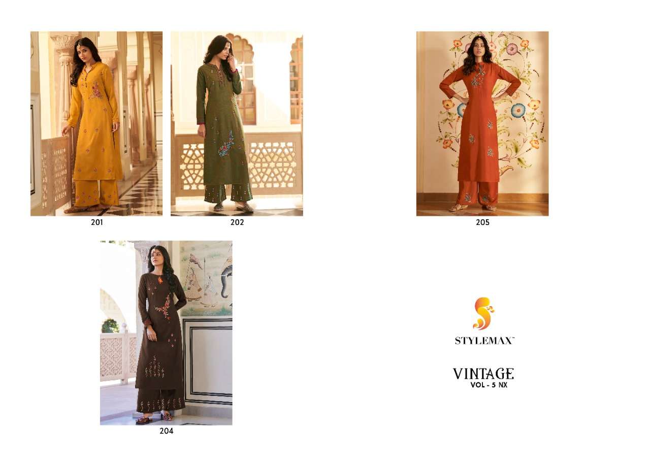VINTAGE VOL-5 NX BY STYLEMAX BEAUTIFUL STYLISH FANCY COLORFUL CASUAL WEAR & ETHNIC WEAR & READY TO WEAR TWO TONE SILK KURTIS WITH BOTTOM AT WHOLESALE PRICE