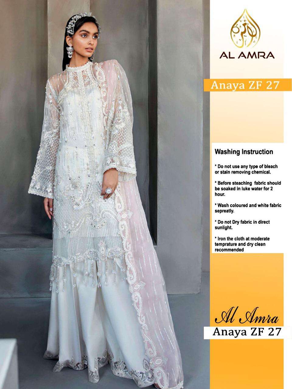 Anaya Zf 27 By Al Amra Designer Festive Suits Collection Beautiful Stylish Fancy Colorful Party Wear & Occasional Wear Butterfly Net With Embroidered Dresses At Wholesale Price