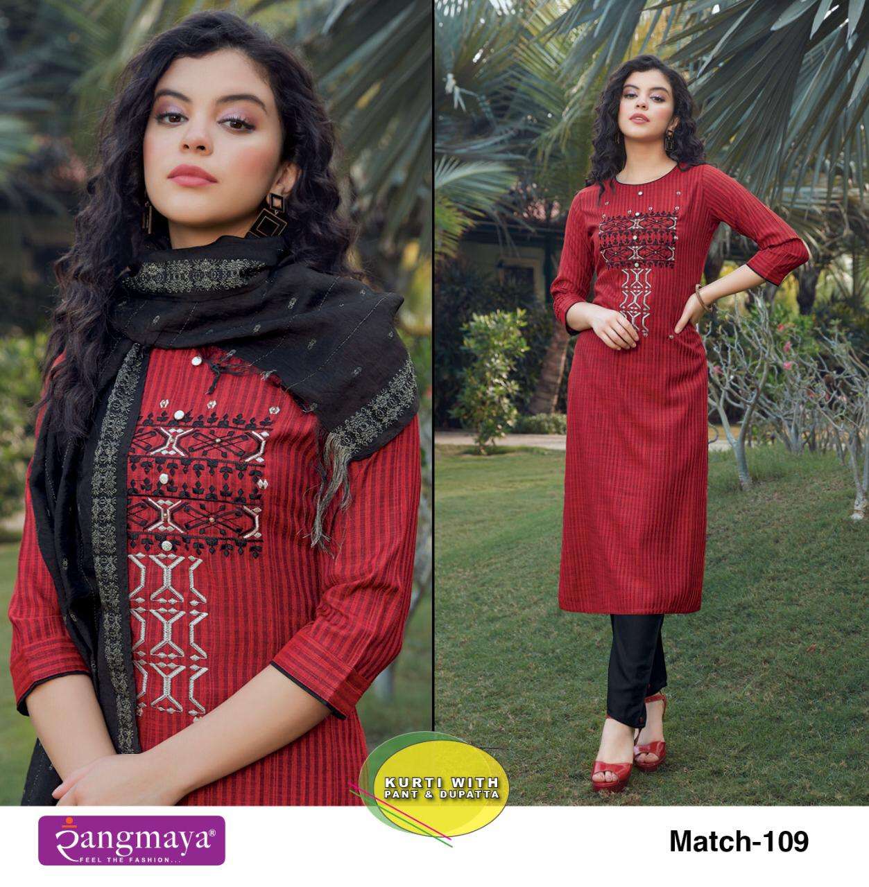 MATCH BY RANGMAYA 101 TO 110 SERIES BEAUTIFUL SUITS COLORFUL STYLISH FANCY CASUAL WEAR & ETHNIC WEAR RAYON DRESSES AT WHOLESALE PRICE