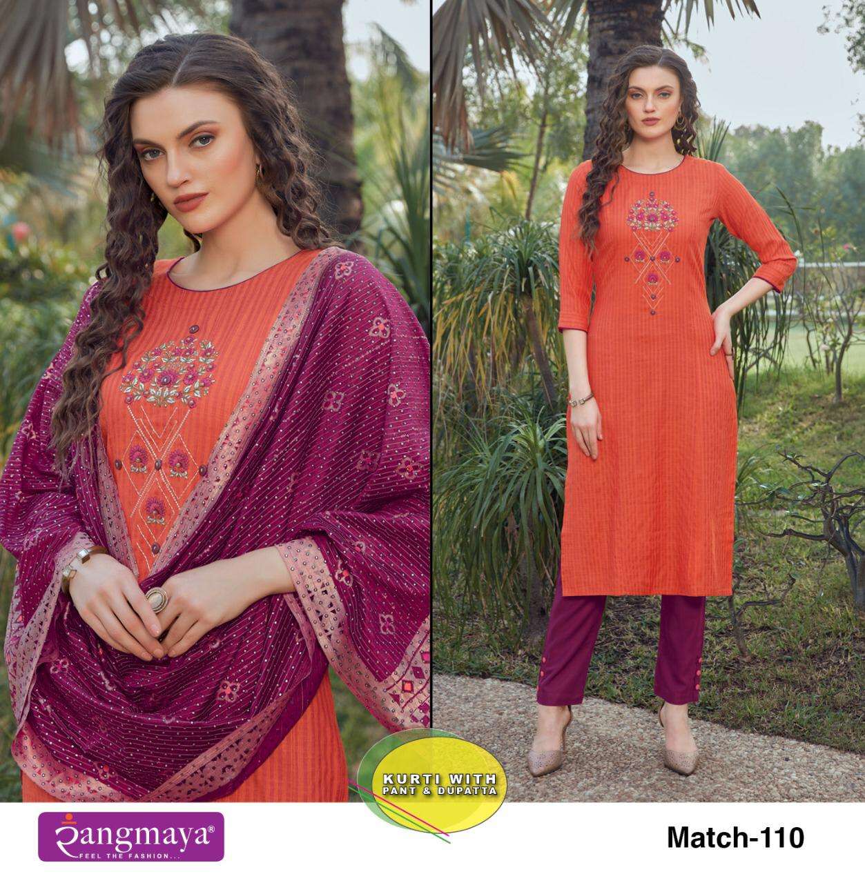MATCH BY RANGMAYA 101 TO 110 SERIES BEAUTIFUL SUITS COLORFUL STYLISH FANCY CASUAL WEAR & ETHNIC WEAR RAYON DRESSES AT WHOLESALE PRICE