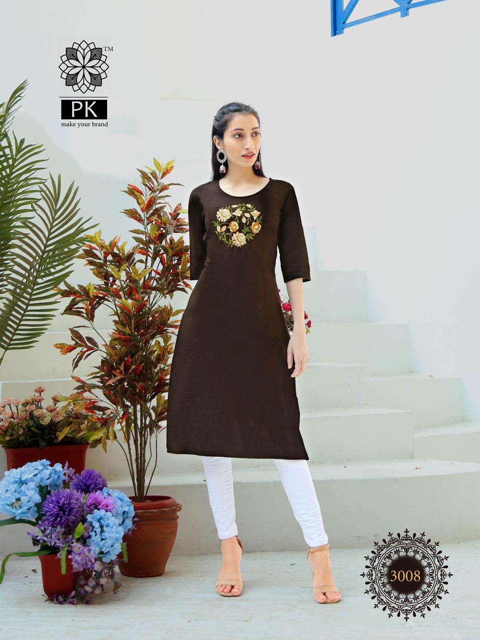 FASHION RAINBOW VOL-3 BY PK 3001 TO 3021 SERIES BEAUTIFUL STYLISH FANCY COLORFUL CASUAL WEAR & ETHNIC WEAR COTTON EMBROIDERED KURTIS AT WHOLESALE PRICE