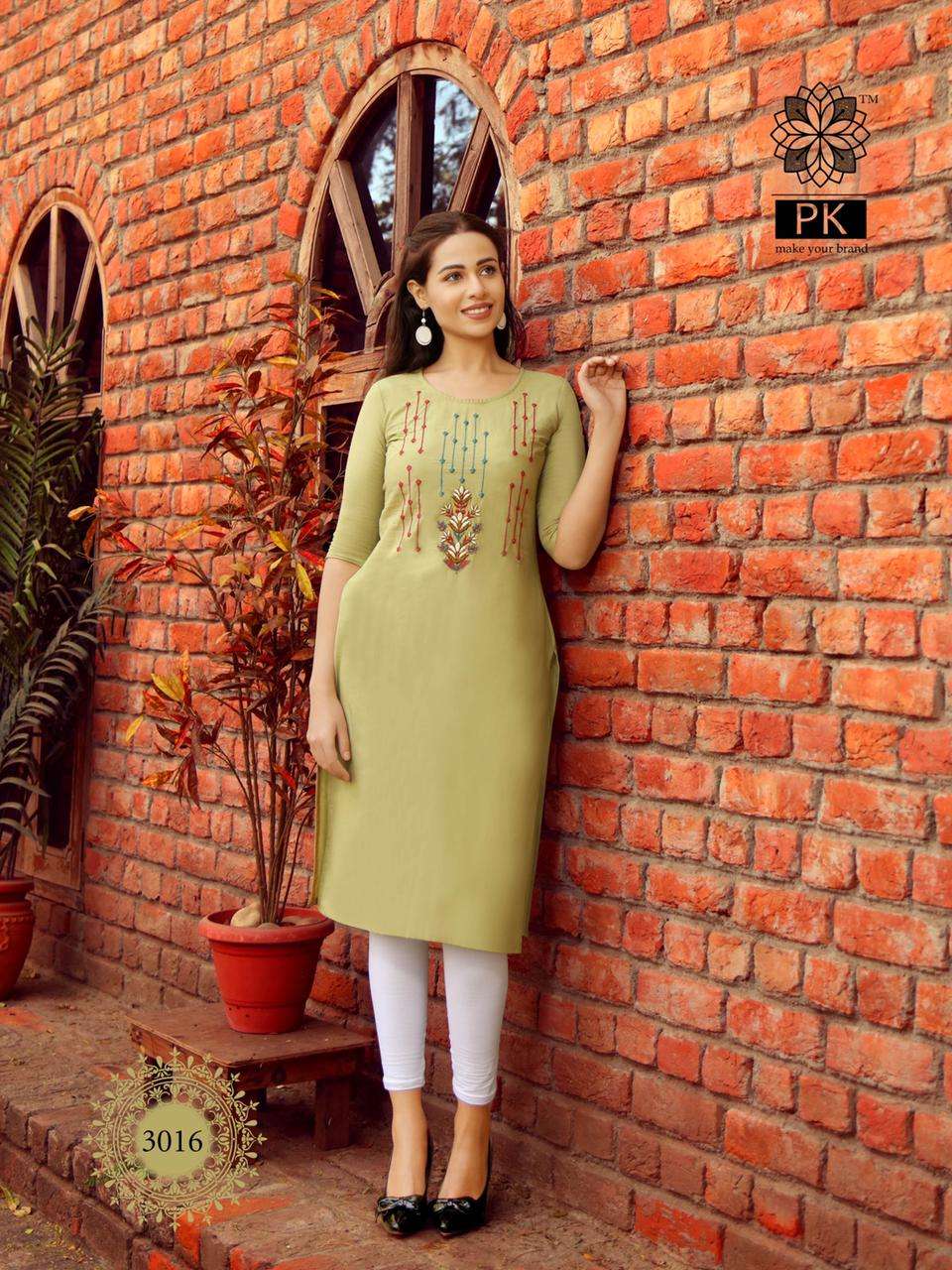 FASHION RAINBOW VOL-3 BY PK 3001 TO 3021 SERIES BEAUTIFUL STYLISH FANCY COLORFUL CASUAL WEAR & ETHNIC WEAR COTTON EMBROIDERED KURTIS AT WHOLESALE PRICE