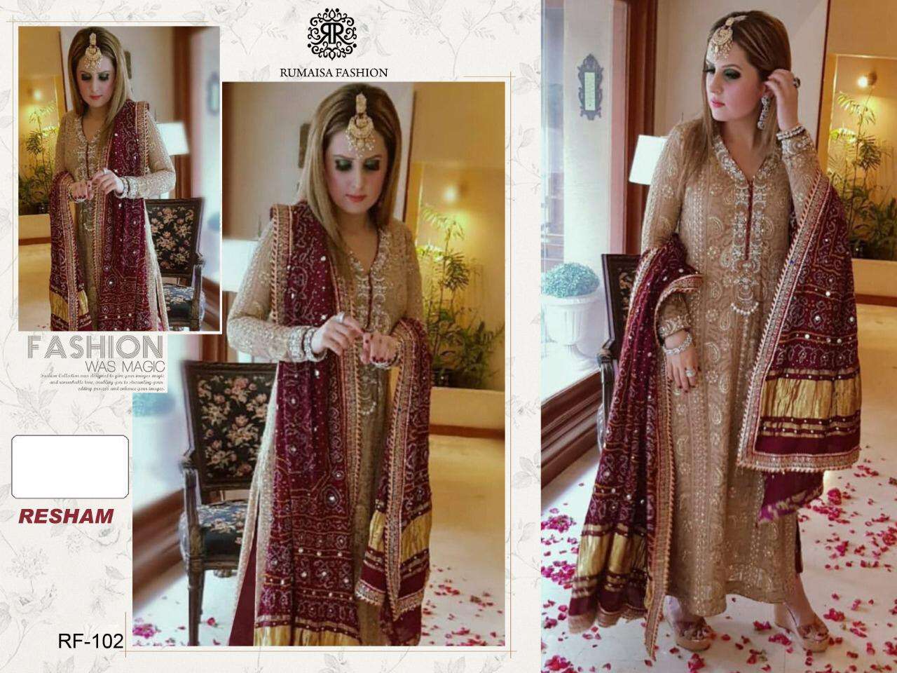 RESHAM BY RUMAISHA BEAUTIFUL PAKISTANI SUITS COLORFUL STYLISH FANCY CASUAL WEAR & ETHNIC WEAR GEORGETTE EMBROIDERED DRESSES AT WHOLESALE PRICE