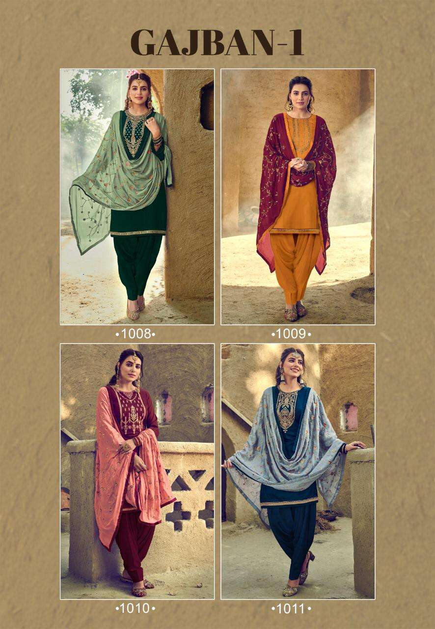 GAJBAN VOL-1 BY ZAVERI 01 TO 04 SERIES BEAUTIFUL SUITS COLORFUL STYLISH FANCY CASUAL WEAR & ETHNIC WEAR HEAVY JAM COTTON EMBROIDERED DRESSES AT WHOLESALE PRICE