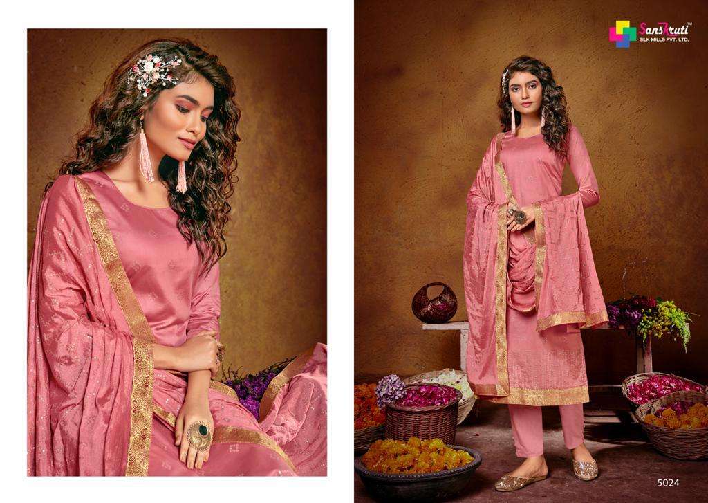 KHUSHNUMA BY SANSKRUTI SILK MILLS 5024 TO 5029 SERIES BEAUTIFUL SUITS COLORFUL STYLISH FANCY CASUAL WEAR & ETHNIC WEAR PURE JAM SILK WORK DRESSES AT WHOLESALE PRICE