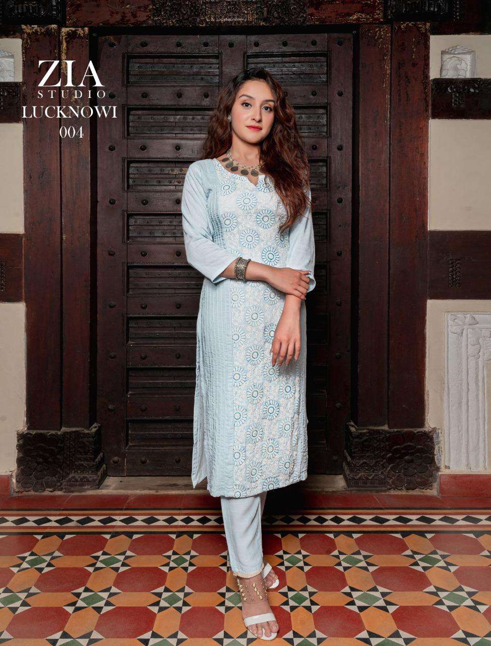 LUCKNOWI BY ZIA STUDIO 001 TO 004 SERIES DESIGNER STYLISH FANCY COLORFUL BEAUTIFUL PARTY WEAR & ETHNIC WEAR COLLECTION HEAVY RAYON FLEX/SLUB KURTIS AT WHOLESALE PRICE