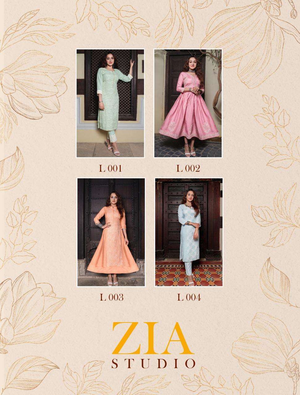 LUCKNOWI BY ZIA STUDIO 001 TO 004 SERIES DESIGNER STYLISH FANCY COLORFUL BEAUTIFUL PARTY WEAR & ETHNIC WEAR COLLECTION HEAVY RAYON FLEX/SLUB KURTIS AT WHOLESALE PRICE