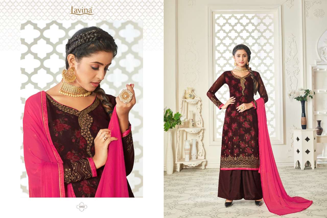 LAVINA VOL-10 NX BY LAVINA 1001 TO 1007 SERIES BEAUTIFUL SUITS STYLISH FANCY COLORFUL CASUAL WEAR & ETHNIC WEAR GEORGETTE WITH EMBROIDERY DRESSES AT WHOLESALE PRICE