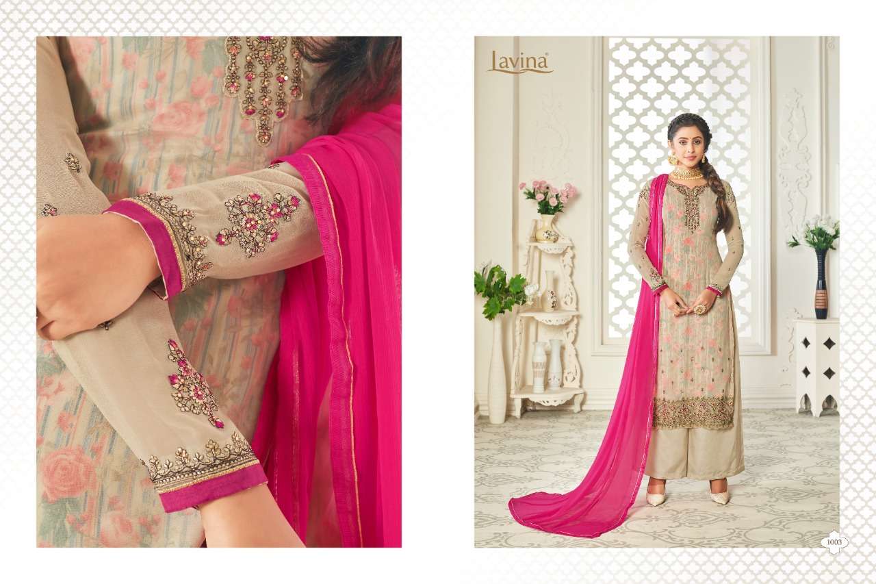 LAVINA VOL-10 NX BY LAVINA 1001 TO 1007 SERIES BEAUTIFUL SUITS STYLISH FANCY COLORFUL CASUAL WEAR & ETHNIC WEAR GEORGETTE WITH EMBROIDERY DRESSES AT WHOLESALE PRICE