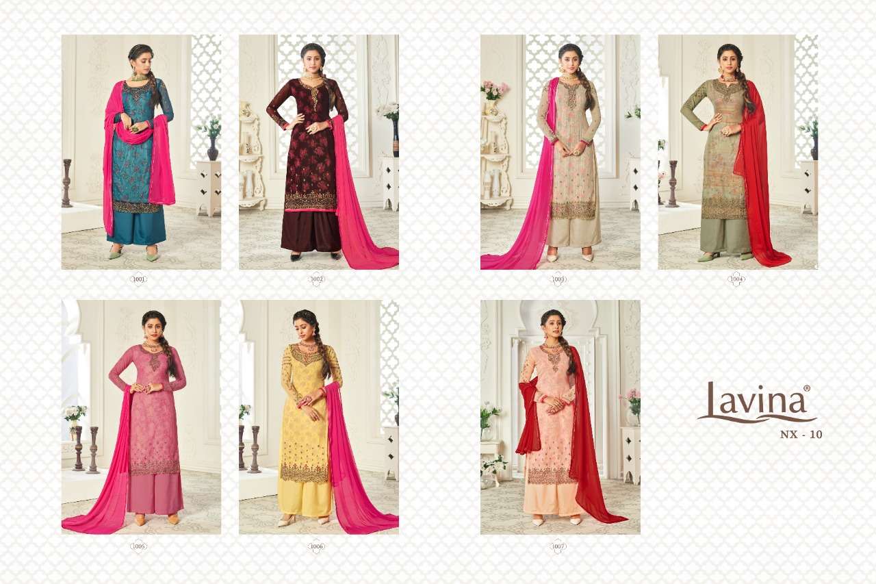 LAVINA VOL-10 NX BY LAVINA 1001 TO 1007 SERIES BEAUTIFUL SUITS STYLISH FANCY COLORFUL CASUAL WEAR & ETHNIC WEAR GEORGETTE WITH EMBROIDERY DRESSES AT WHOLESALE PRICE