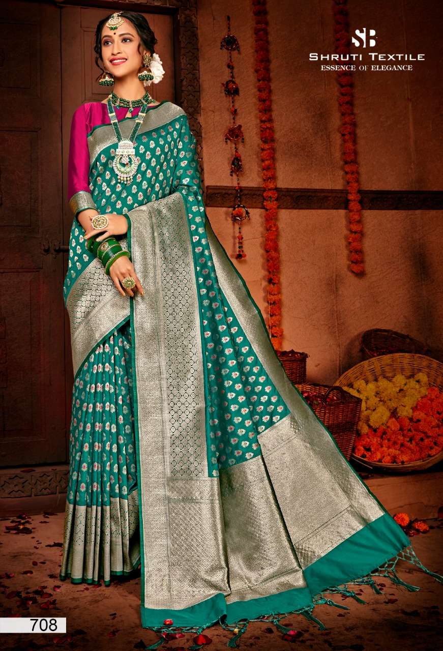 SHRUTI 700 SERIES BY SHRUTI 701 TO 712 SERIES INDIAN TRADITIONAL WEAR COLLECTION BEAUTIFUL STYLISH FANCY COLORFUL PARTY WEAR & OCCASIONAL WEAR SOFT SILK SAREES AT WHOLESALE PRICE