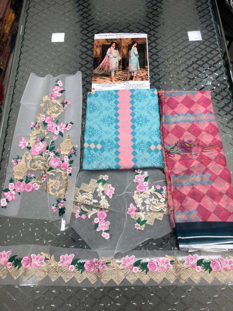 CS HIT DESIGN C-25 BY CS BEAUTIFUL STYLISH PAKISATNI SUITS FANCY COLORFUL CASUAL WEAR & ETHNIC WEAR & READY TO WEAR LUXURY LAWN COTTON PRINT WITH EMBROIDERY DRESSES AT WHOLESALE PRICE