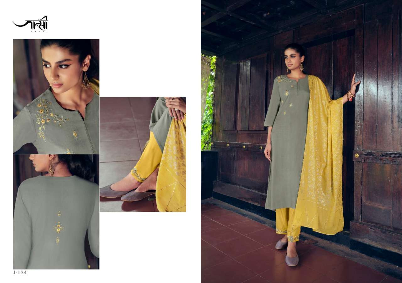 DAISY BY JHANSI 121 TO 126 SERIES BEAUTIFUL SUITS COLORFUL STYLISH FANCY CASUAL WEAR & ETHNIC WEAR LINEN COTTON DRESSES AT WHOLESALE PRICE