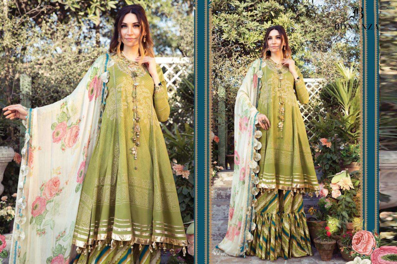 MARIA B MPRINT SUMMER COLLECTION-2021 BY BONANZA 01 TO 05 SERIES DESIGNER BRIDAL WEAR COLLECTION BEAUTIFUL STYLISH FANCY COLORFUL PARTY WEAR & OCCASIONAL WEAR CAMBRIC COTTON PRINT WITH EMBROIDERED DRESSES AT WHOLESALE PRICE