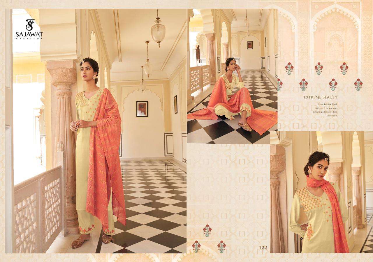 ROOHI VOL-1 BY SAJAWAT CREATION 121 TO 126 SERIES BEAUTIFUL SUITS COLORFUL STYLISH FANCY CASUAL WEAR & ETHNIC WEAR PURE VISCOSE WITH WORK DRESSES AT WHOLESALE PRICE