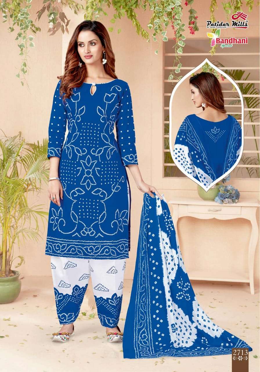 BANDHANI VOL-27 BY PATIDAR MILLS 2701 TO 2716 SERIES BEAUTIFUL SUITS COLORFUL STYLISH FANCY CASUAL WEAR & ETHNIC WEAR PURE COTTON DRESSES AT WHOLESALE PRICE