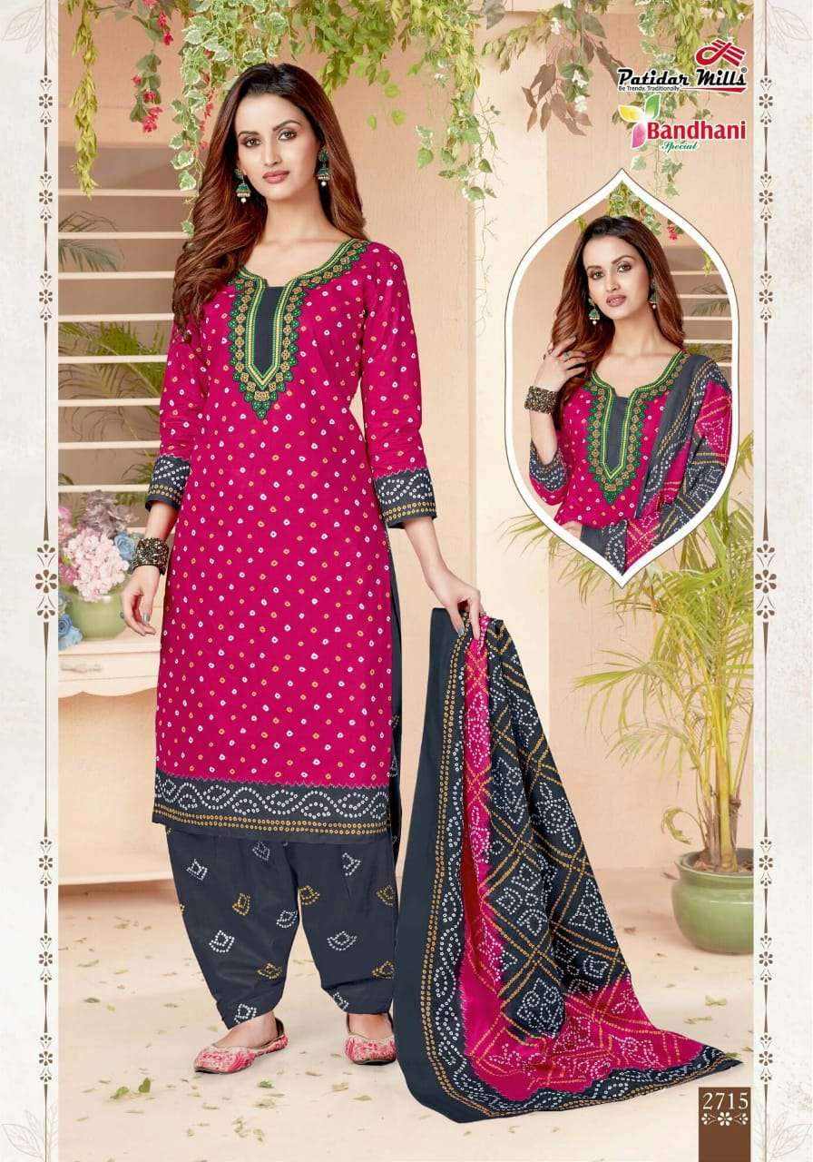 BANDHANI VOL-27 BY PATIDAR MILLS 2701 TO 2716 SERIES BEAUTIFUL SUITS COLORFUL STYLISH FANCY CASUAL WEAR & ETHNIC WEAR PURE COTTON DRESSES AT WHOLESALE PRICE