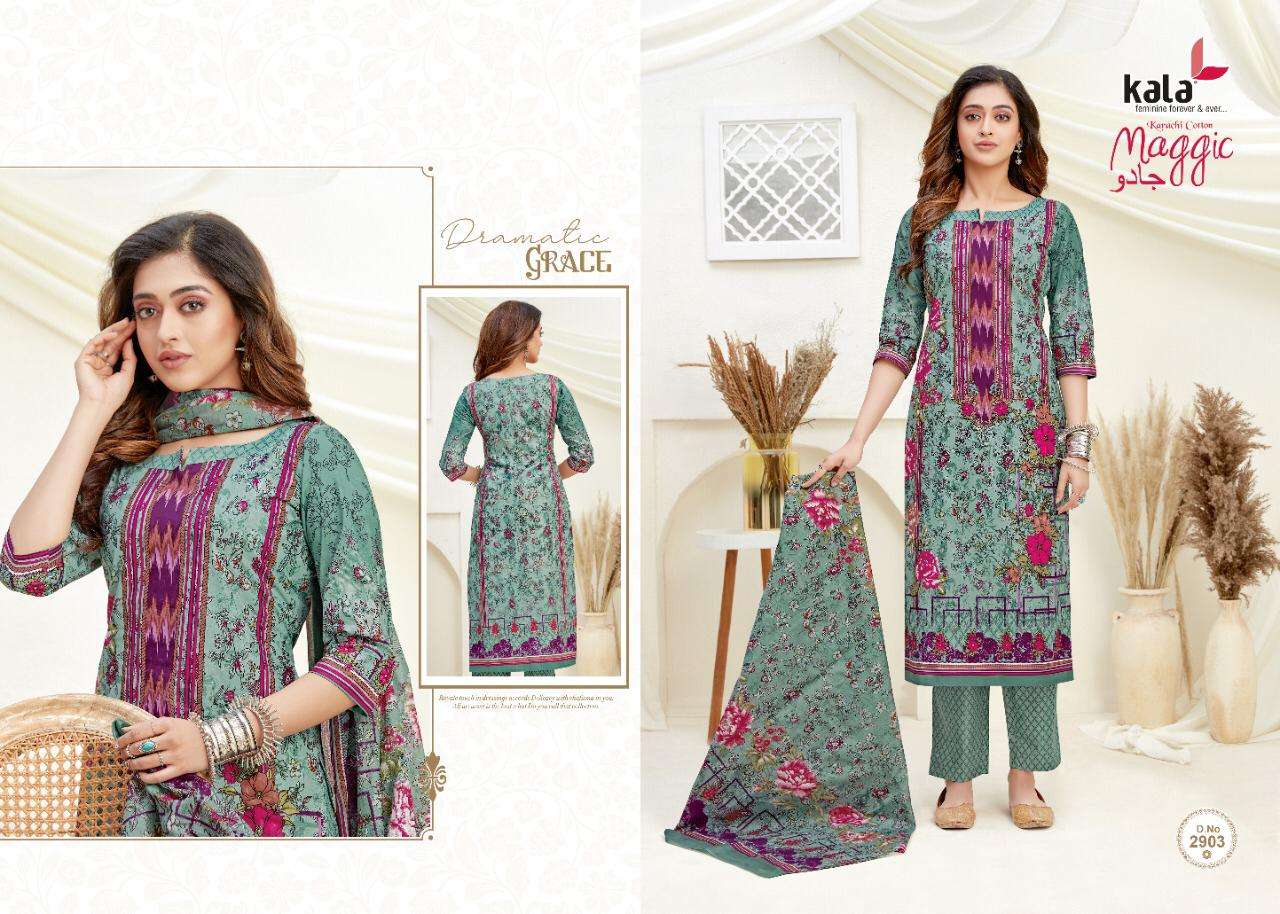 MAGIC VOL-14 BY KALA 2901 TO 2912 SERIES BEAUTIFUL SUITS COLORFUL STYLISH FANCY CASUAL WEAR & ETHNIC WEAR PURE COTTON DRESSES AT WHOLESALE PRICE