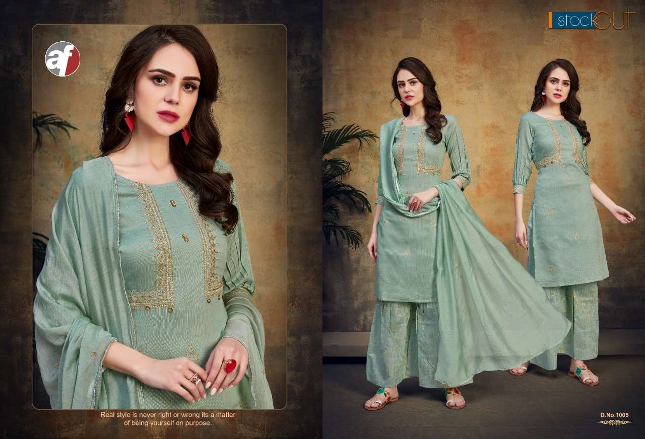 SHANAYA BY A.F 1001 TO 1006 SERIES BEAUTIFUL SUITS COLORFUL STYLISH FANCY CASUAL WEAR & ETHNIC WEAR PURE COTTON EMBROIDERY DRESSES AT WHOLESALE PRICE