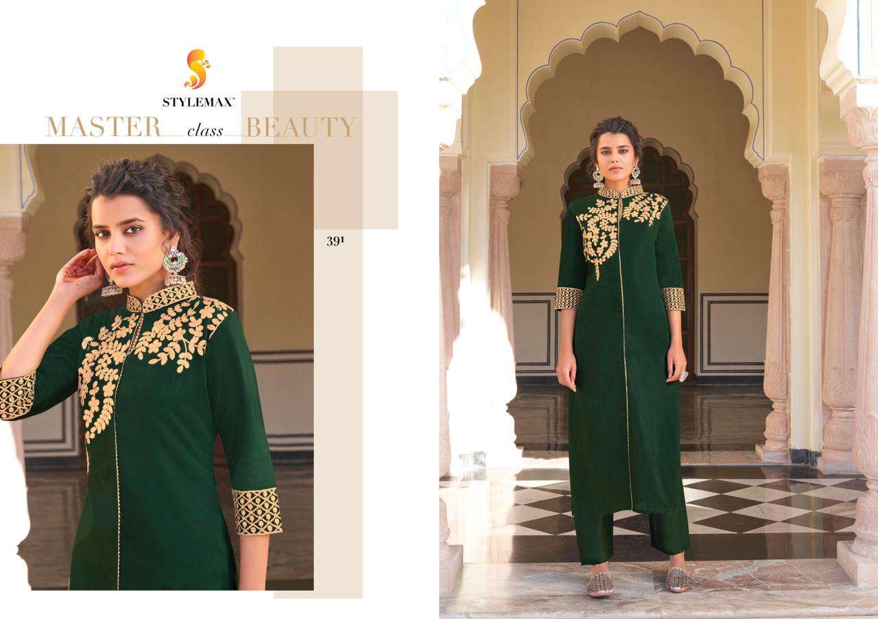 AMEERA BY STYLEMAX 391 TO 397 SERIES DESIGNER STYLISH FANCY COLORFUL BEAUTIFUL PARTY WEAR & ETHNIC WEAR COLLECTION PURE VISCOSE EMBROIDERY KURTIS WITH BOTTOM AT WHOLESALE PRICE