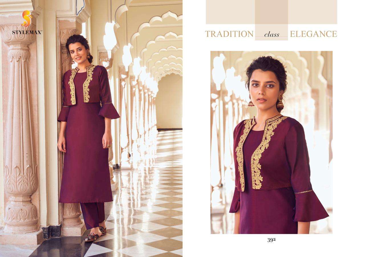 AMEERA BY STYLEMAX 391 TO 397 SERIES DESIGNER STYLISH FANCY COLORFUL BEAUTIFUL PARTY WEAR & ETHNIC WEAR COLLECTION PURE VISCOSE EMBROIDERY KURTIS WITH BOTTOM AT WHOLESALE PRICE