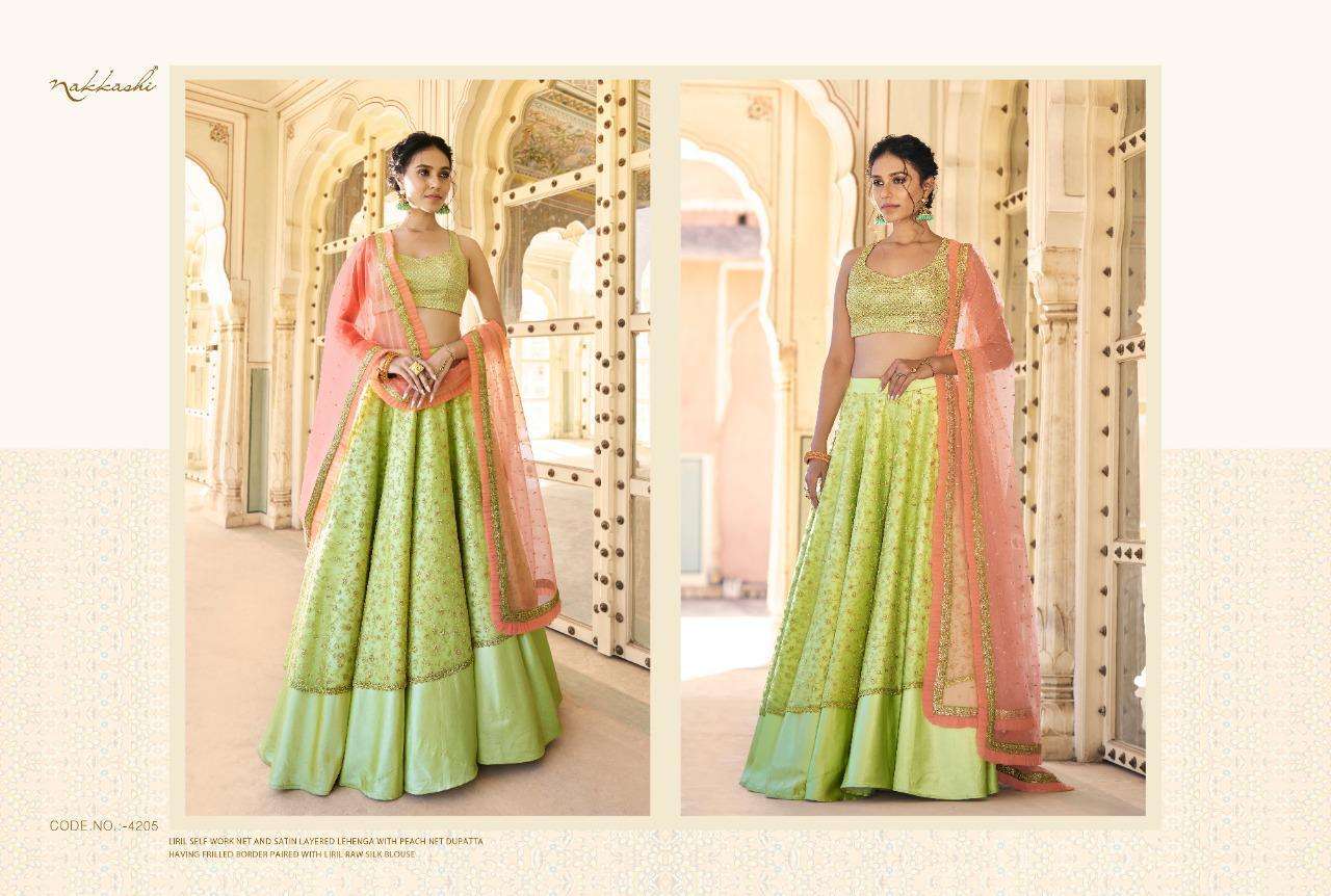 EIRA BY NAKKASHI 4201 TO 4207 SERIES BEAUTIFUL COLORFUL FANCY WEDDING COLLECTION OCCASIONAL WEAR & PARTY WEAR FANCY LEHENGAS AT WHOLESALE PRICE
