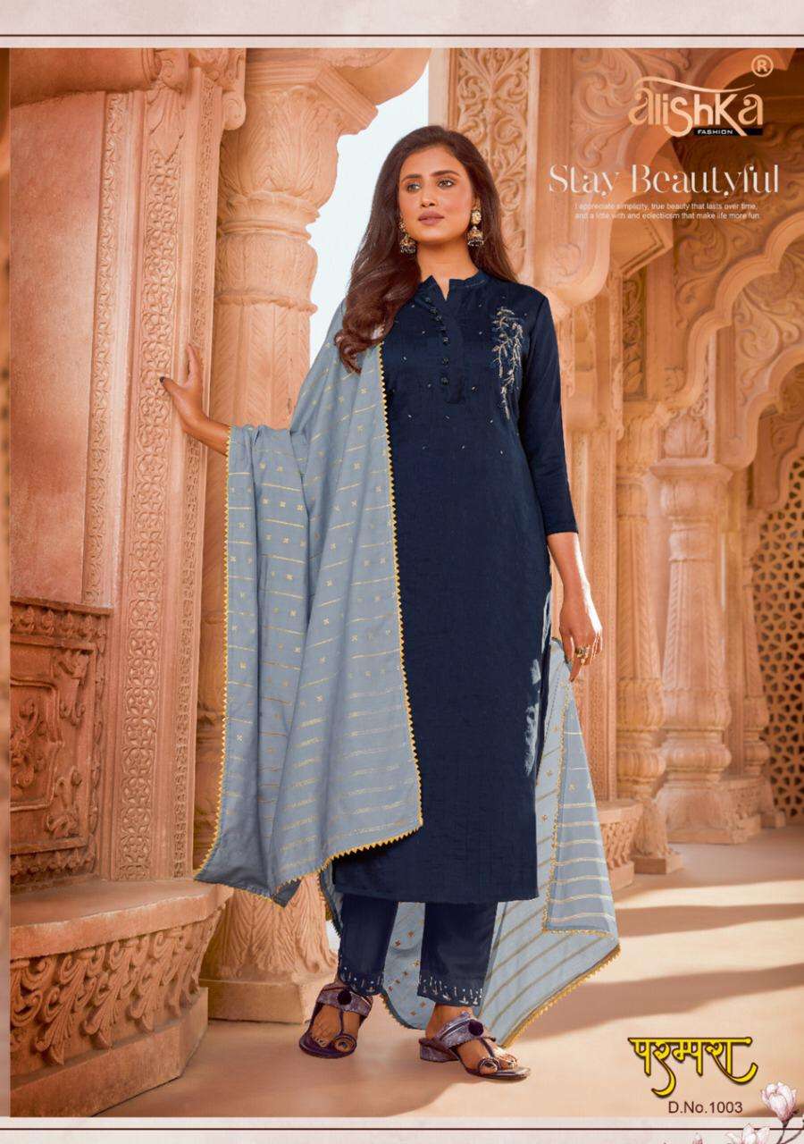 PARAMPARA BY ALISHKA FASHION 1001 TO 1006 SERIES BEAUTIFUL SUITS COLORFUL STYLISH FANCY CASUAL WEAR & ETHNIC WEAR SILK WITH HANDWORK DRESSES AT WHOLESALE PRICE