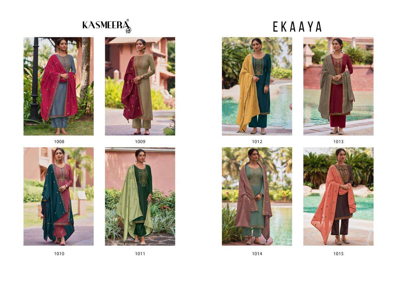 EKAAYA BY KASMEERA 1008 TO 1015 SERIES BEAUTIFUL SUITS COLORFUL STYLISH FANCY CASUAL WEAR & ETHNIC WEAR PURE SILK EMBROIDERED DRESSES AT WHOLESALE PRICE