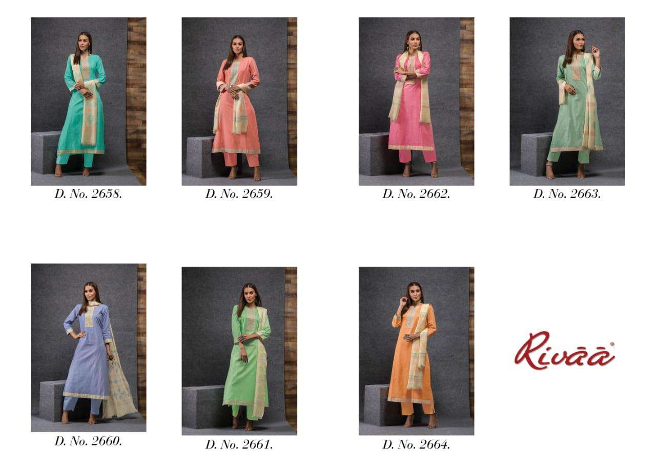 SUREKHA BY RIVAA 2658 TO 2664 SERIES BEAUTIFUL SUITS COLORFUL STYLISH FANCY CASUAL WEAR & ETHNIC WEAR PURE COTTON PRINT WITH EMBROIDERY WORK DRESSES AT WHOLESALE PRICE