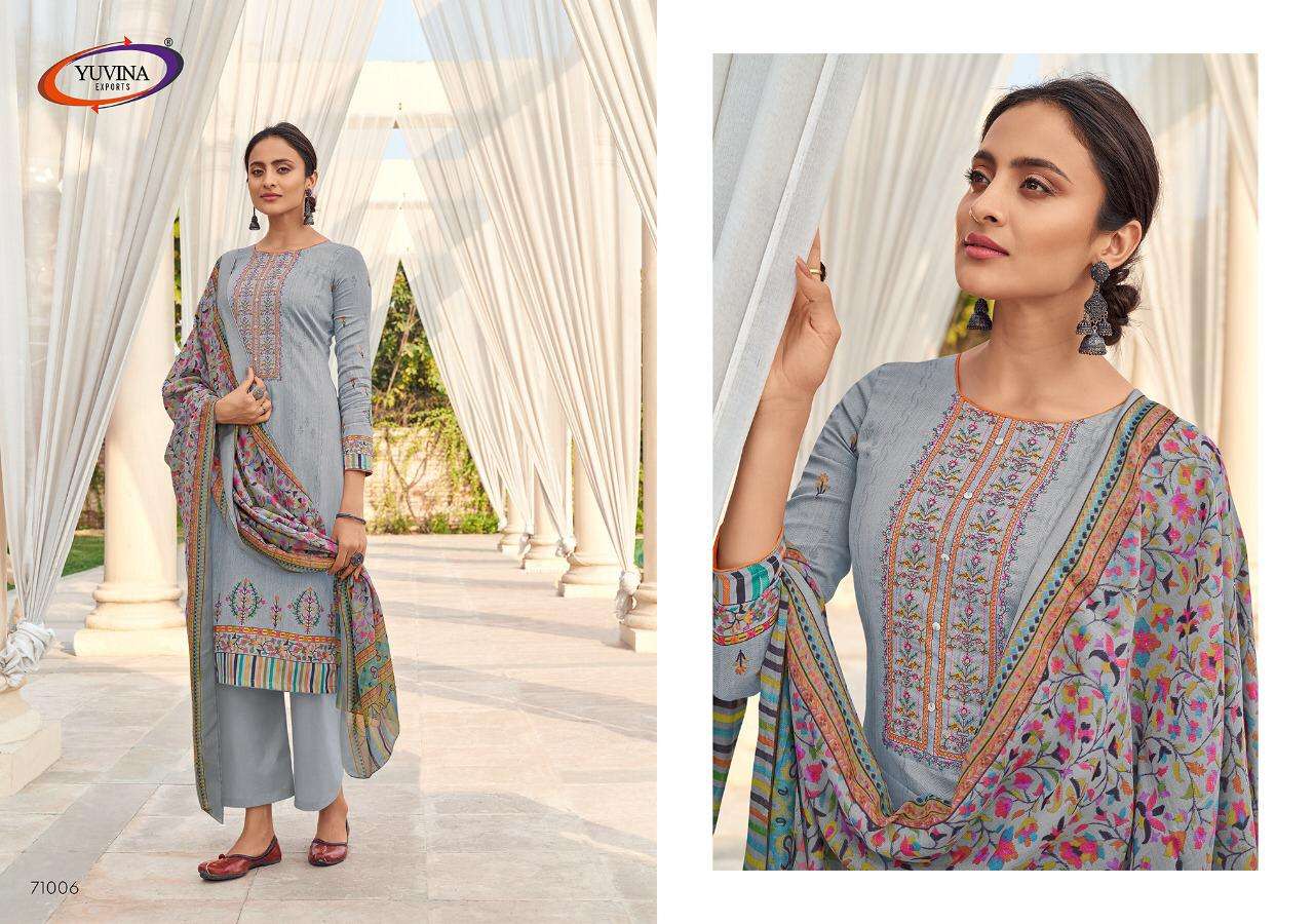 RIHANA BY YUVINA EXPORTS 71001 TO 71008 SERIES BEAUTIFUL SUITS COLORFUL STYLISH FANCY CASUAL WEAR & ETHNIC WEAR PURE JAM DRESSES AT WHOLESALE PRICE