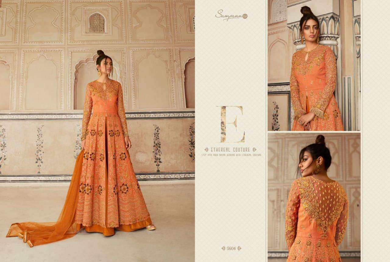 SAGA VOL-6 BY SAMPANN NX 5601 TO 5607 SERIES BEAUTIFUL STYLISH ANARKALI SUITS FANCY COLORFUL CASUAL WEAR & ETHNIC WEAR & READY TO WEAR FANCY DRESSES AT WHOLESALE PRICE