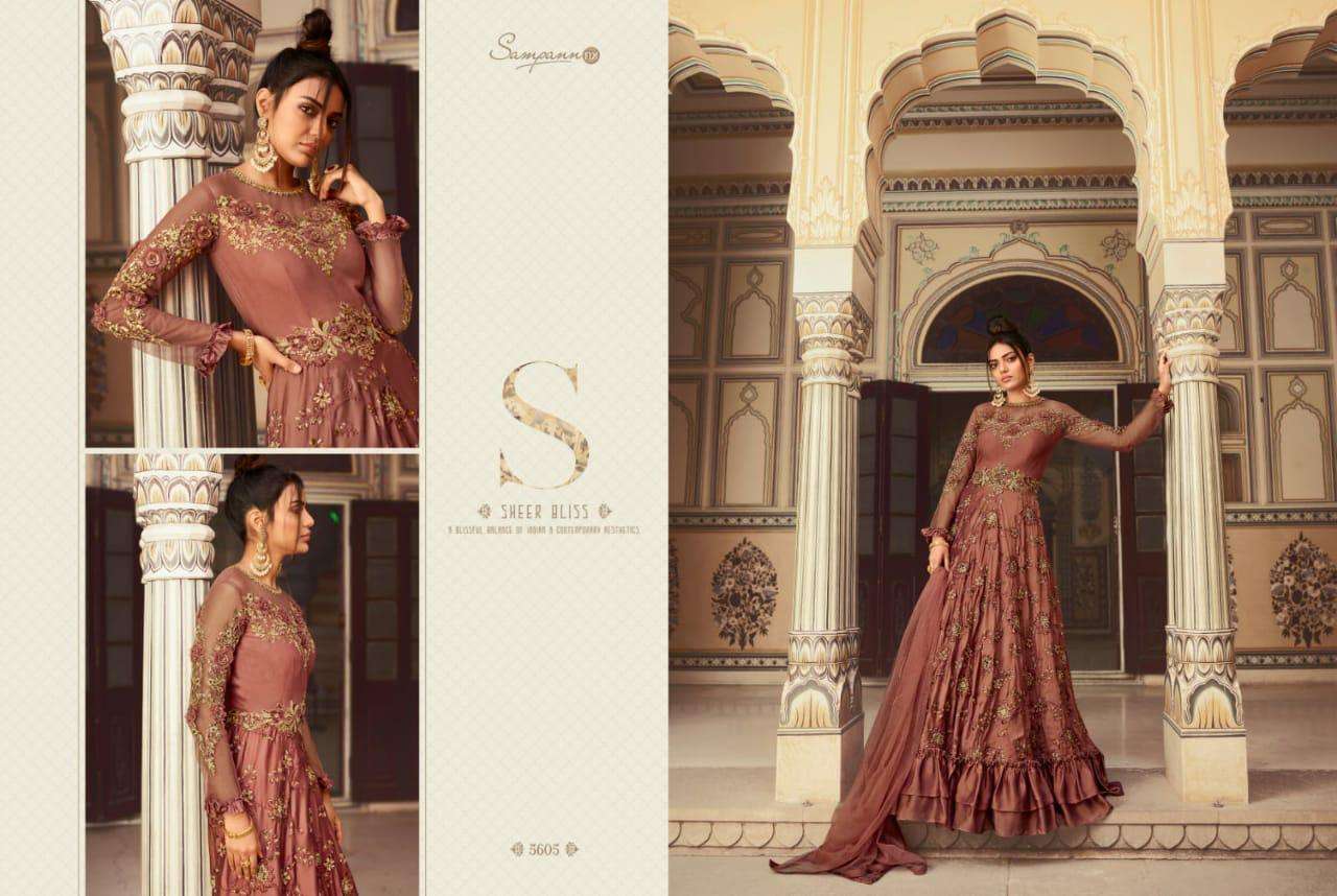 SAGA VOL-6 BY SAMPANN NX 5601 TO 5607 SERIES BEAUTIFUL STYLISH ANARKALI SUITS FANCY COLORFUL CASUAL WEAR & ETHNIC WEAR & READY TO WEAR FANCY DRESSES AT WHOLESALE PRICE