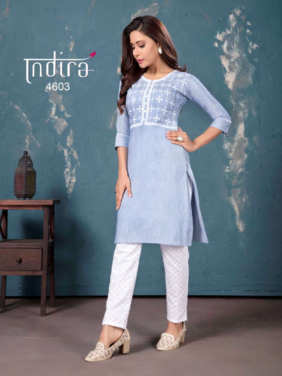 THE SPRING VOL-2 BY INDIRA 4601 TO 4606 SERIES DESIGNER STYLISH FANCY COLORFUL BEAUTIFUL PARTY WEAR & ETHNIC WEAR COLLECTION HEAVY COTTON EMBROIDERY KURTIS WITH BOTTOM AT WHOLESALE PRICE